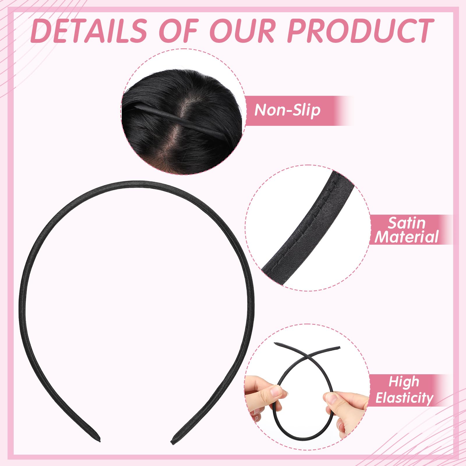 Amazon.com : XunYee 100 Pieces Thin Satin Headbands for  display picture 3