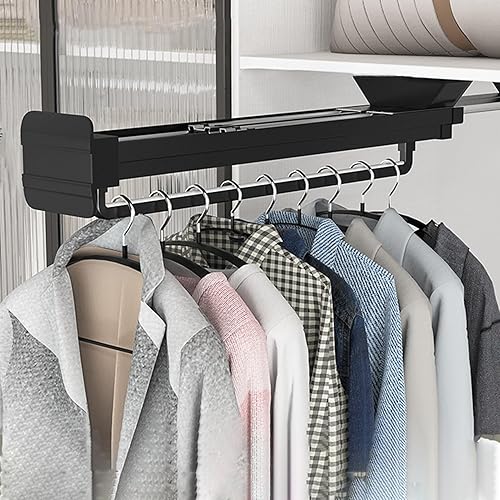 Ajustable y extensible,Colgador de ropa extraíble,Barandilla de valet, corredera de rodamientos,Heavy Duty,Solución de armario pequeño,Debajo