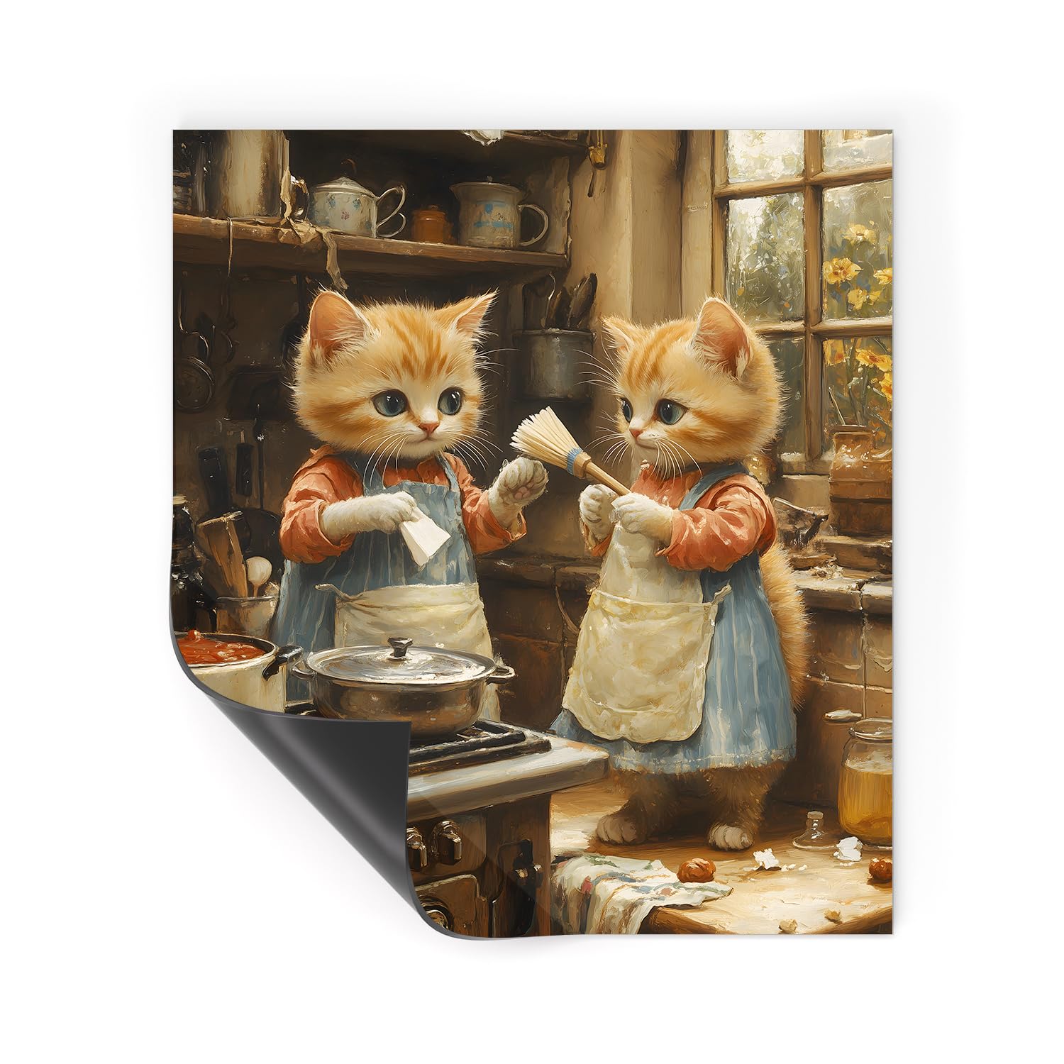 ViibXfans Kitchen Decor Cats Dishwasher Sticker Magnet Cover,Fridge Door Panels,Farmhouse Refrigerator Magnetic Decals for Home Appliances,23 * 26 in(