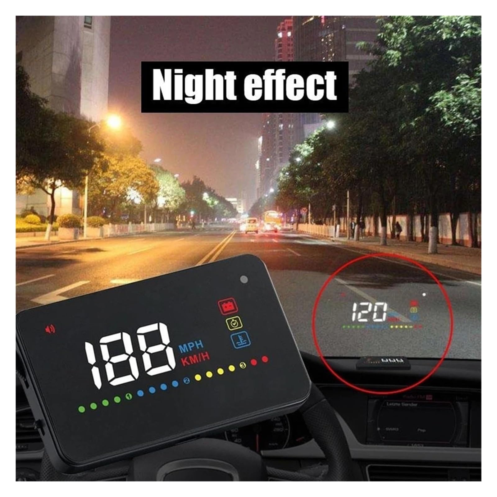 Proyector HUD De 3,5 Pulgadas, Pantalla Frontal Hacia Arriba, Advertencia De Velocidad, Combustible, Velocímetro OBD II, Sistema De Visualización KM/H, Estilo De Coche Instrumento Multifunción