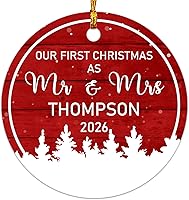 Vista 1 de BigTees ORN-BTG1000OR-DS15 - Adorno personalizado para el Sr. y la Sra. Adorno personalizado para el nombre del Sr. y la Sra. Primero como pareja