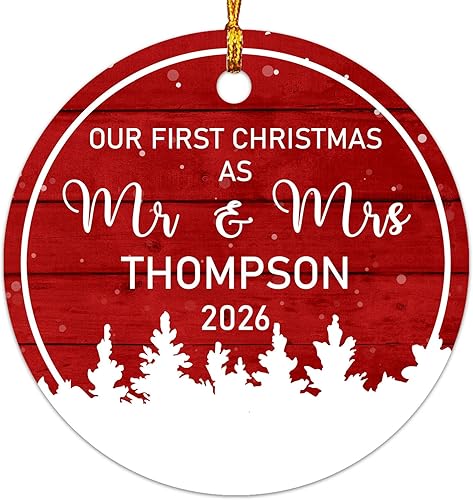 BigTees ORN-BTG1000OR-DS15 - Adorno personalizado para el Sr. y la Sra. Adorno personalizado para el nombre del Sr. y la Sra. Primero como pareja