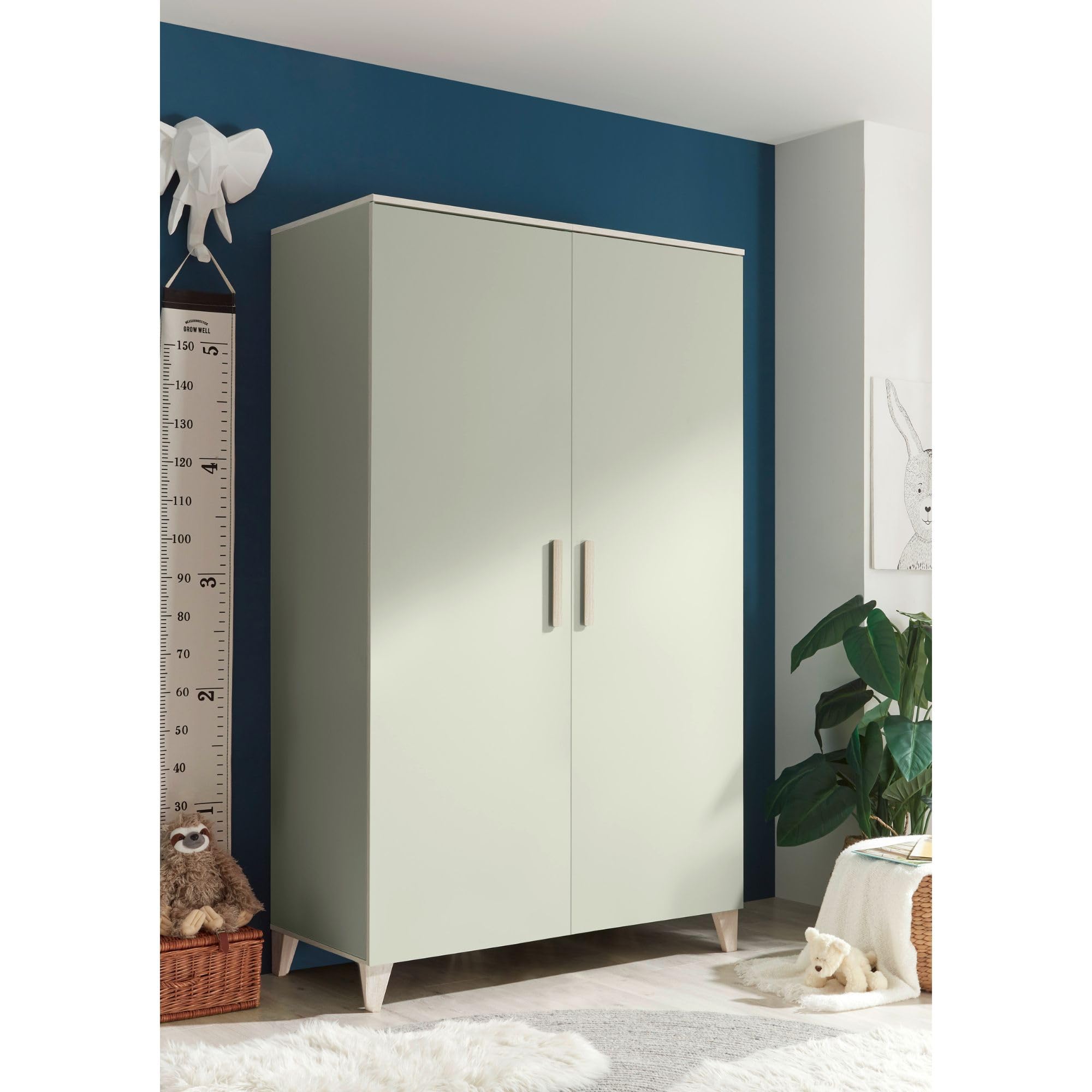 Stella Trading Prizzi Completo Color Verde Pastel/Aurum, Juego de Muebles para habitación de bebé de 3 Piezas Compuesto por Armario, Cuna y Cambiador, Madera, Komplett-Set