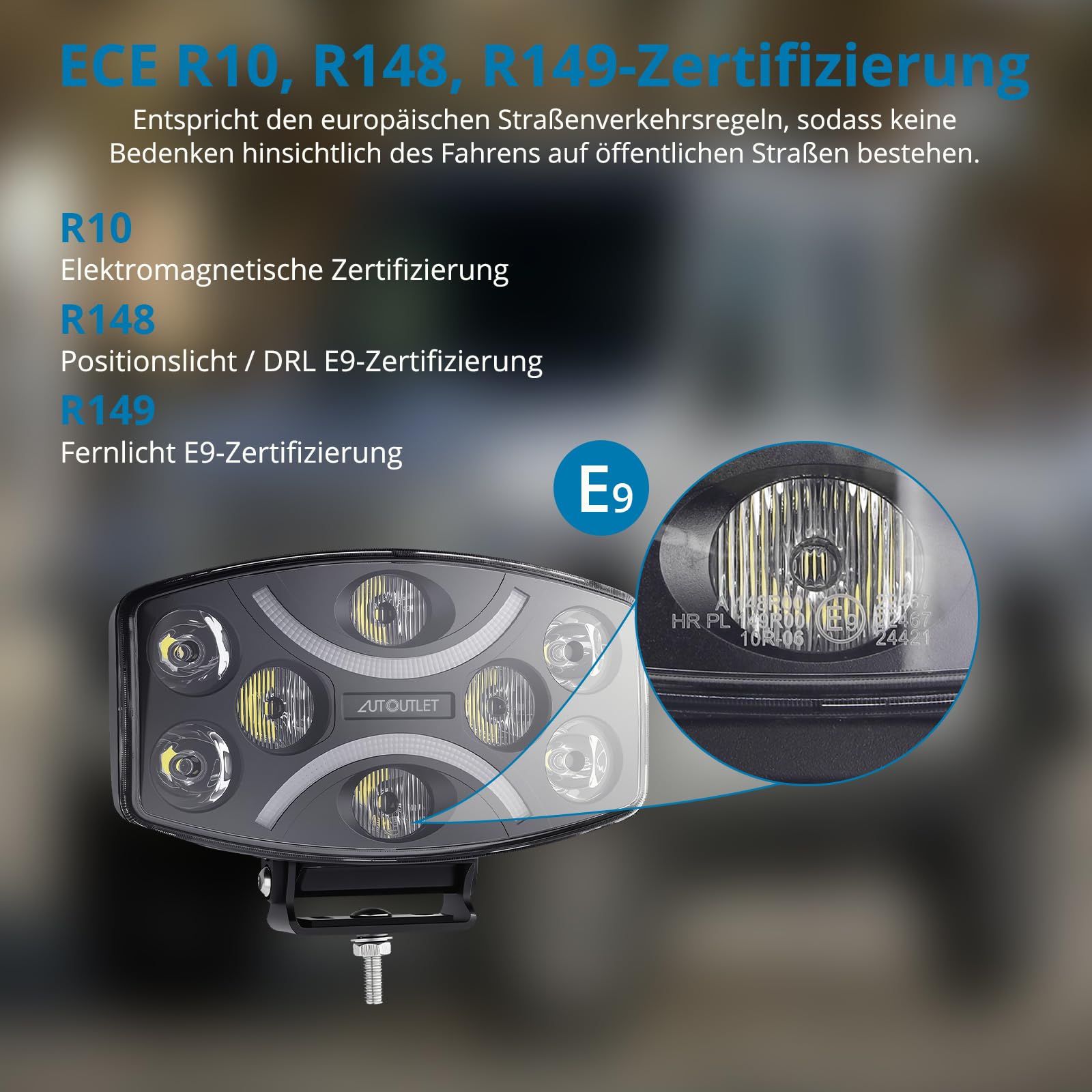 AUTOUTLET LED Arbeitsscheinwerfer, 10" LED Fernscheinwerfer 10-48V, 120W 12000LM Zusatzscheinwerfer ECE Zulassung IP67 Wasserdicht, Weiß Amber Tagesfahrlicht Offroad Scheinwerfer für Traktor LKW SUV