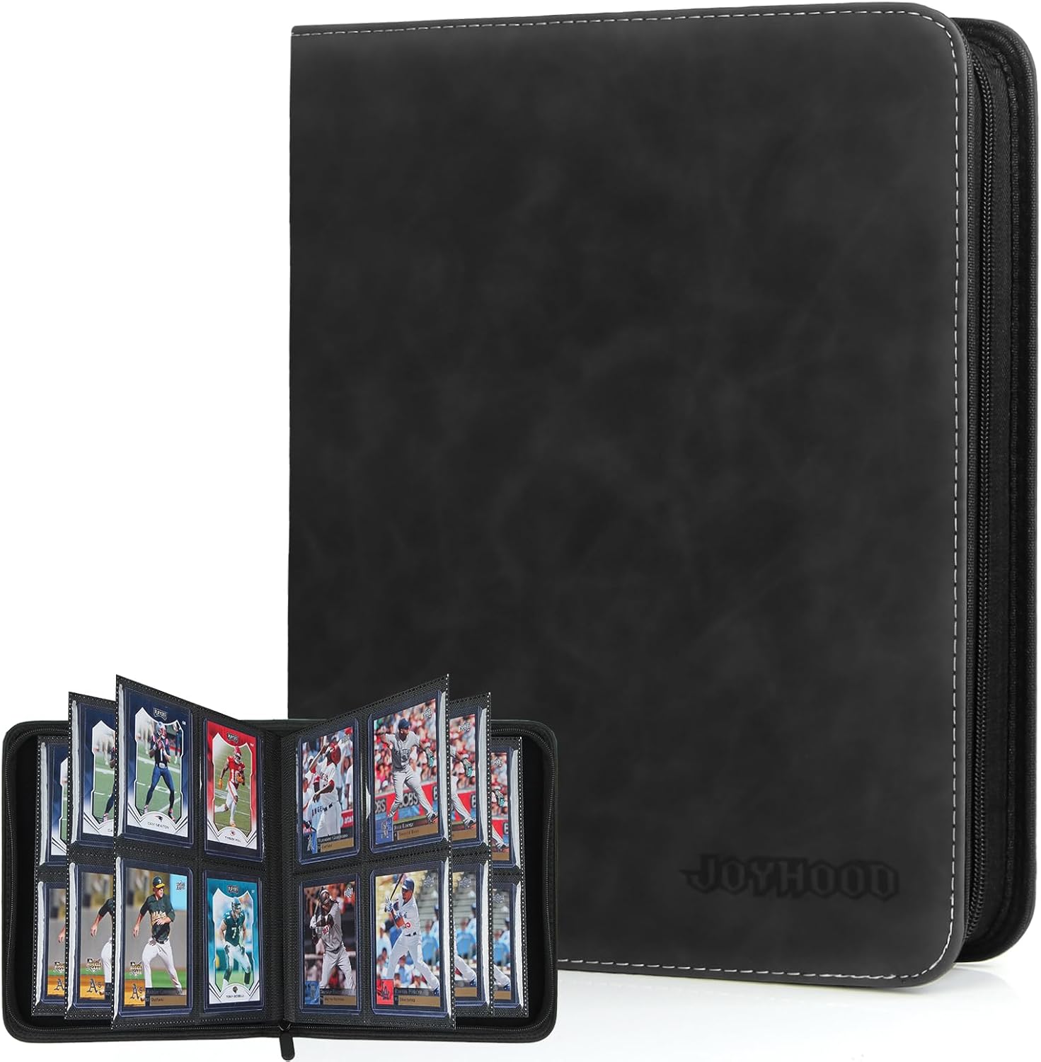 Top Loader Binder, Top Loader Collection Album for Trading Cards and Sports Card Holds 112 Top Loaders, Not for Cards WITHOUT a Top Loader (Dark, 4 Pockets)