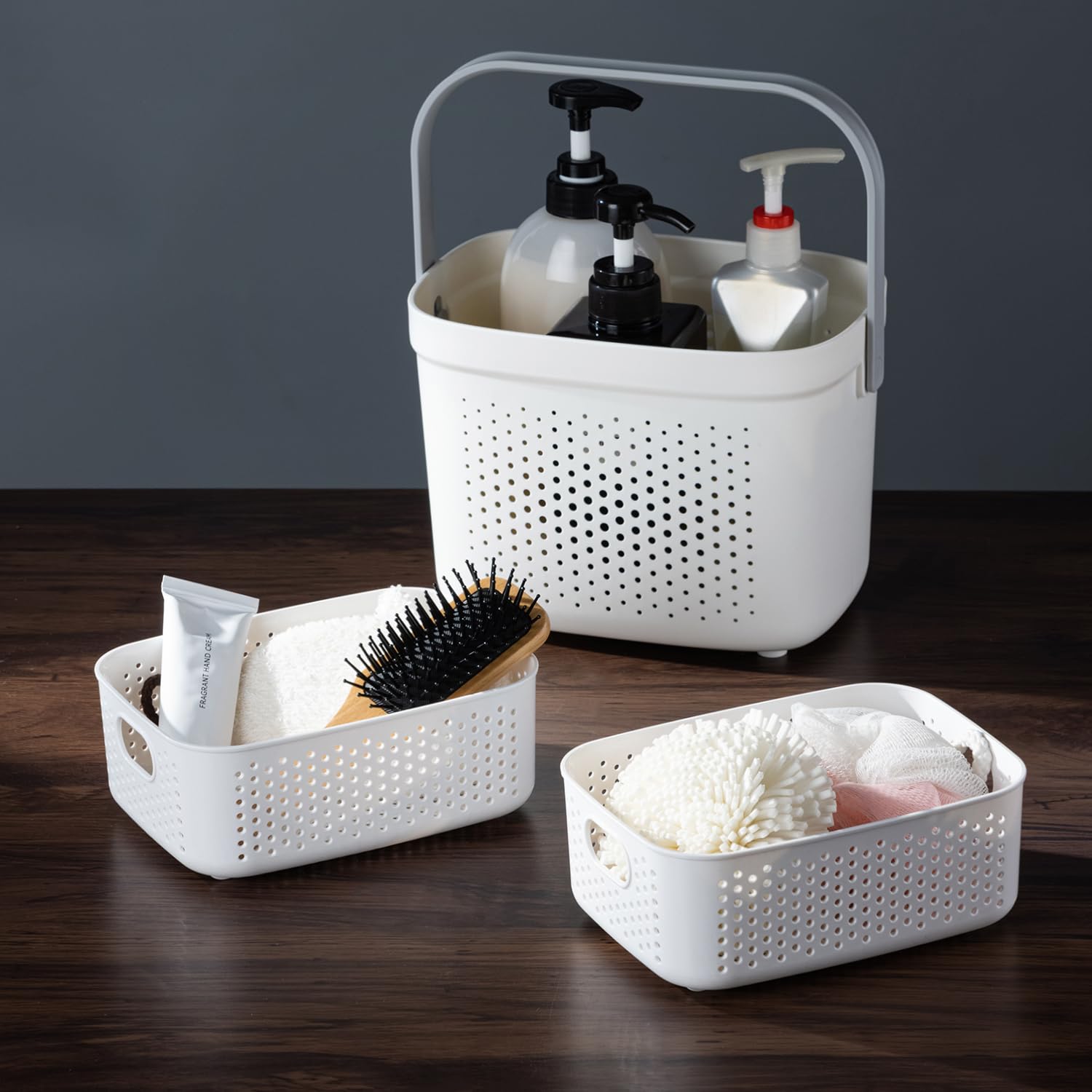 LivLab Mker Portable Shower Caddy Cleaning Supply Organizer with Handle College Dorm Room Essentials Camping Tote Basket -
