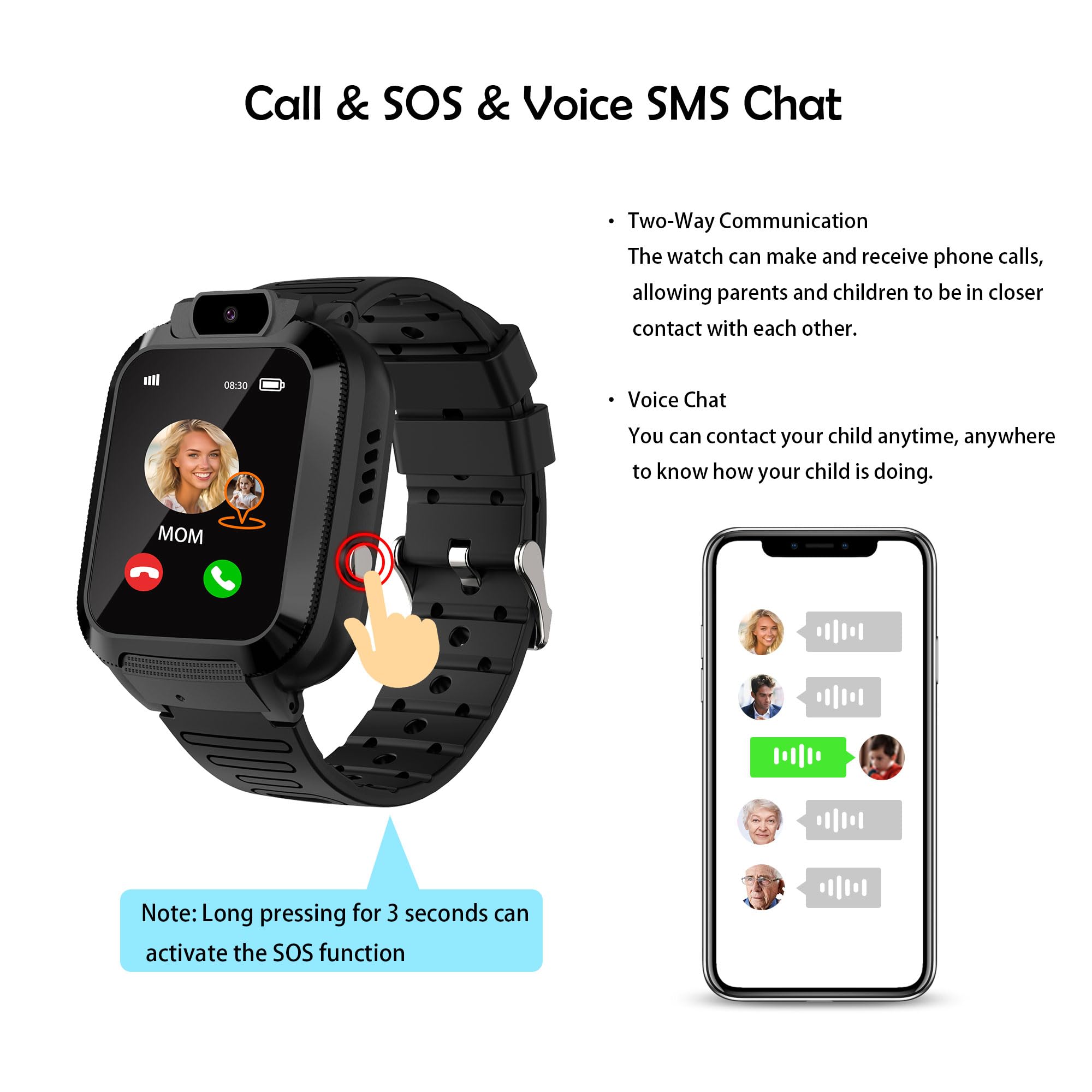 Inteligentny Zegarek dla Dzieci z GPS Lokalizacja - Gry Czat Głosowy SOS Cyfrowy Budzik IP68 Wodoodporny Telefon Urodziny Prezenty Model Klasy Smartwatch dla Dzieci Chłopcy Dziewczynki