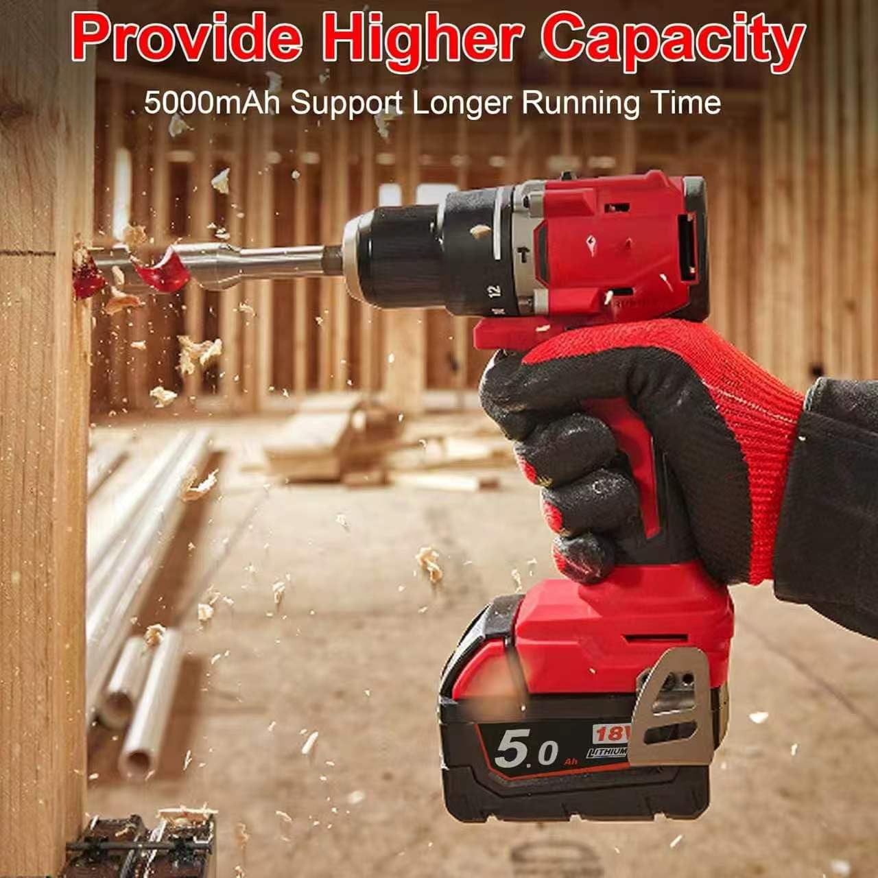Powarobor 2X M18B5 18V 5,0Ah Batterie & Chargeur Kit pour Milwaukee M18 | 48-11-1850/48-11-1820/1828/1840/1860,Compatible avec les outils sans fil Milwaukee M18 18V