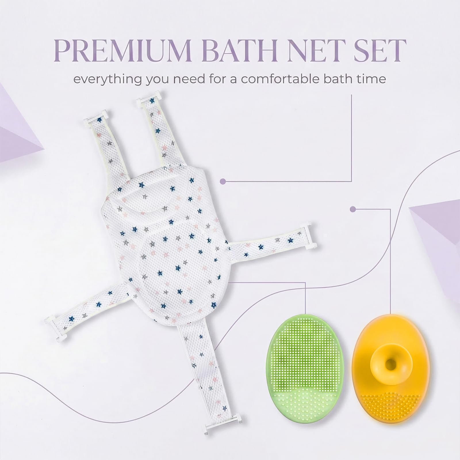 1 Pièce Coussin de Bain Ajustable Antidérapant, avec 2 Brosses à Shampooing Incluses, Tapis de Bain Réducteur de Glisse pour Bébés (6-24 Mois), Idéal comme Cadeau de Naissance
