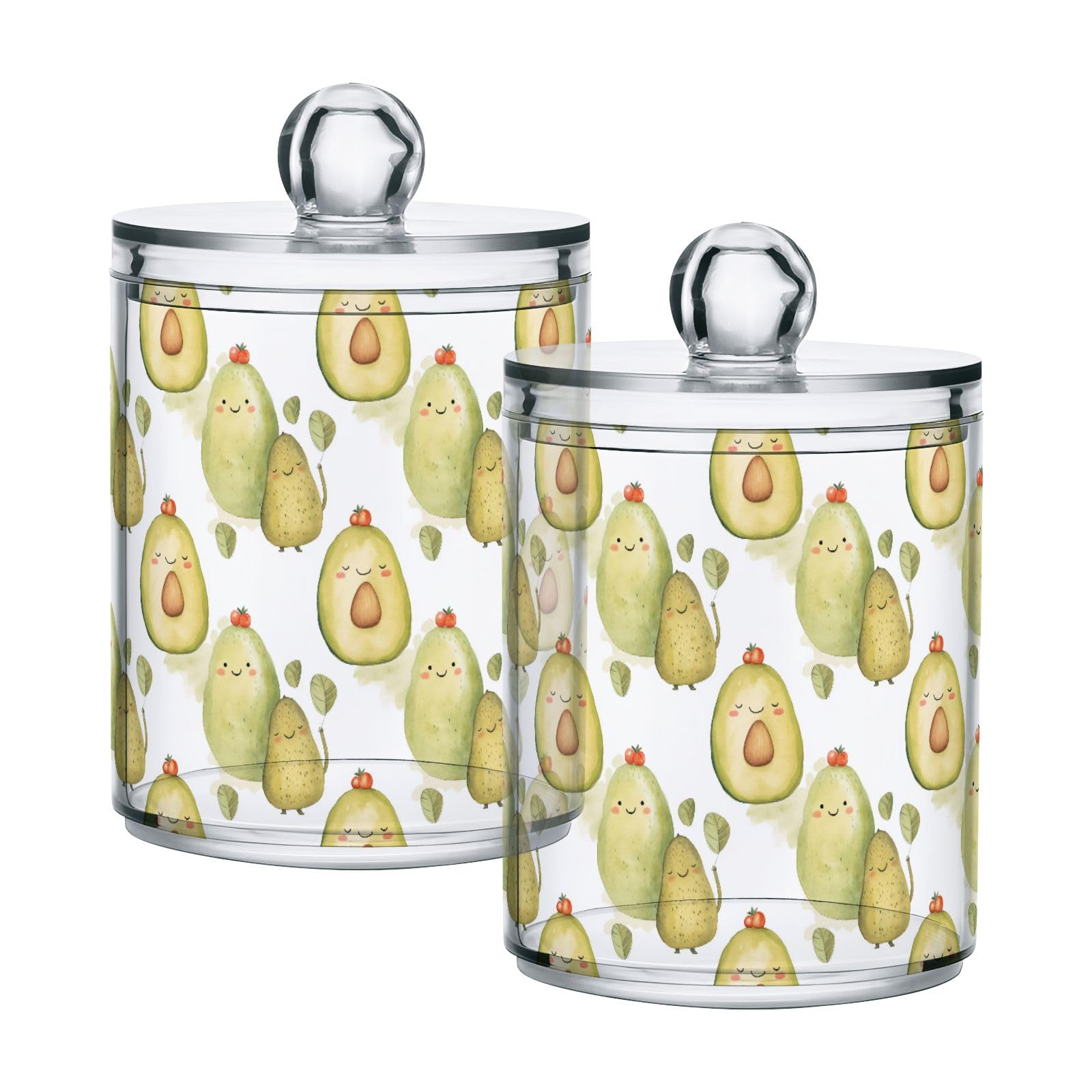 Qtip Holder with Lid Set 10oz Clear Glass Canister Apothecary Jars Bathroom Organizers Storage Accessories Vanity Containers 3152