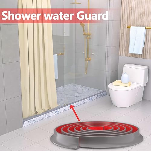 Miniatura 6 de Presa de agua plegable para umbral de ducha, barrera impermeable de silicona autoadhesiva, barrera impermeable para baño y cocina, protector de