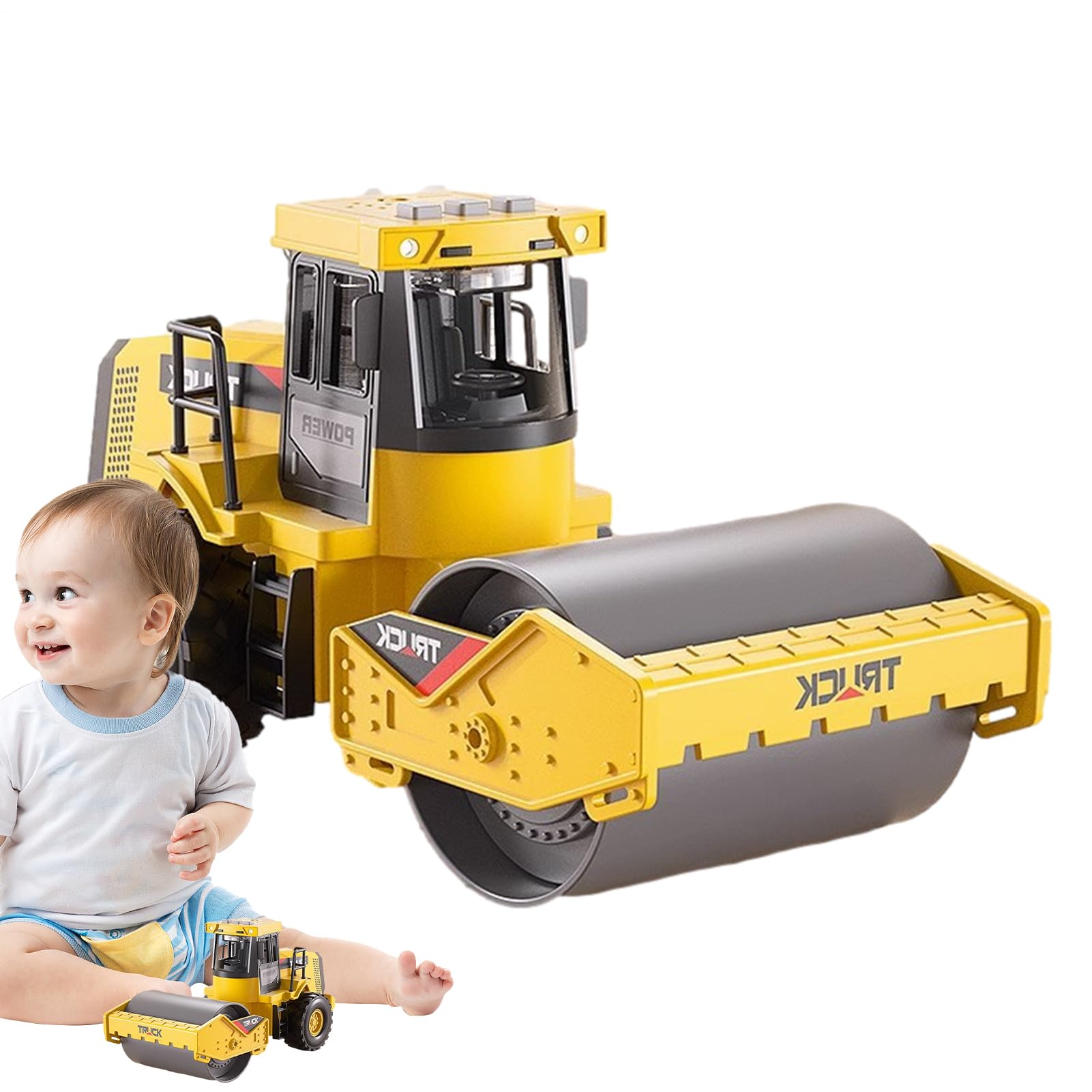 Jouet à roulettes - Rouleau à vapeur | Jouet rouleau compresseur – Chantier de construction de simulation de véhicule de 12 pouces pour garçons et filles, construction en métal durable, parfait comme