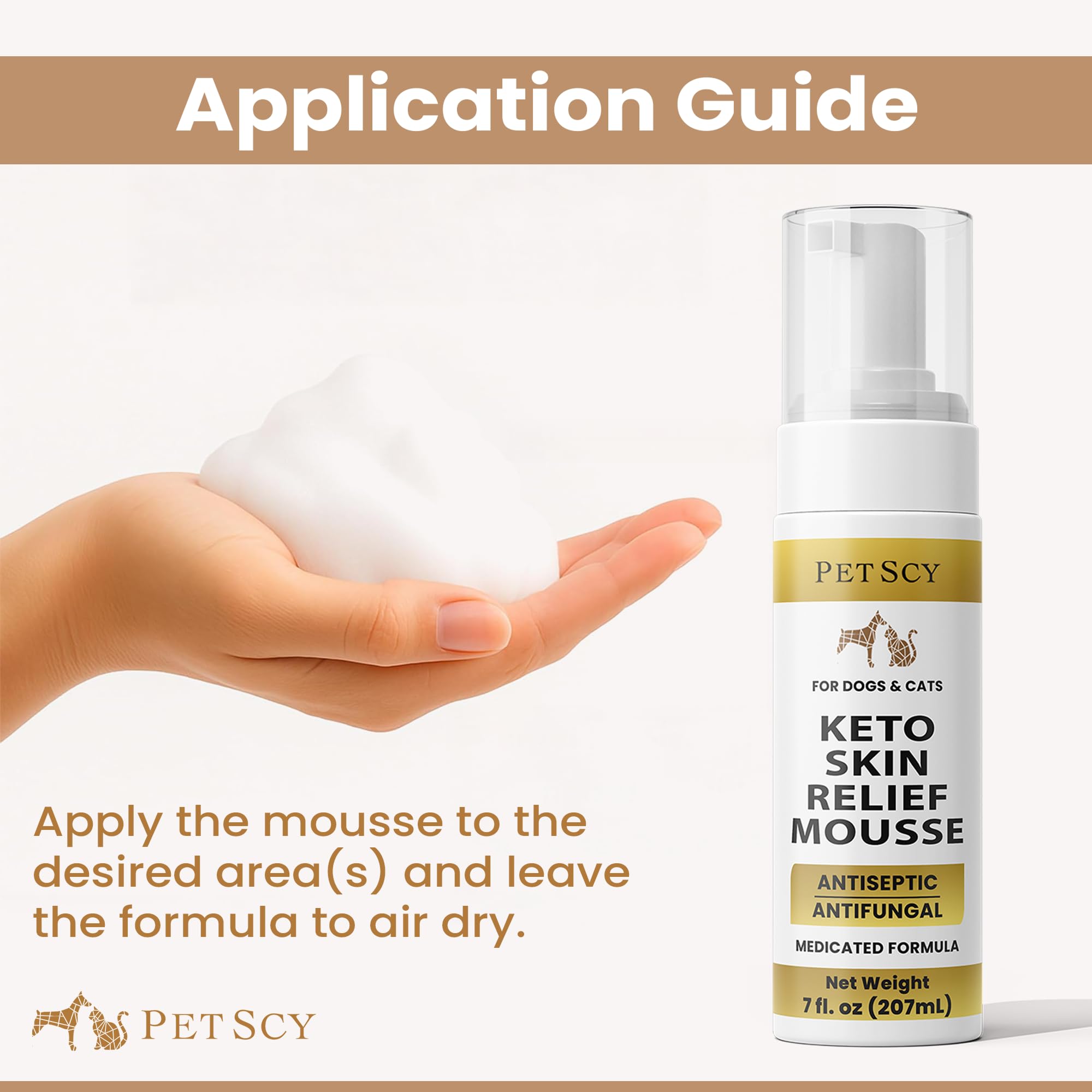 Keto Skin Relief Mousse for Dogs & Cats – 2% Chlorhexidine & 1% Ketoconazole – No-Rinse, Non-Greasy Mousse for Itchy, Dry, or Irritated Skin – Soothing Aloe, Easy Application - 7 fl oz - image 5