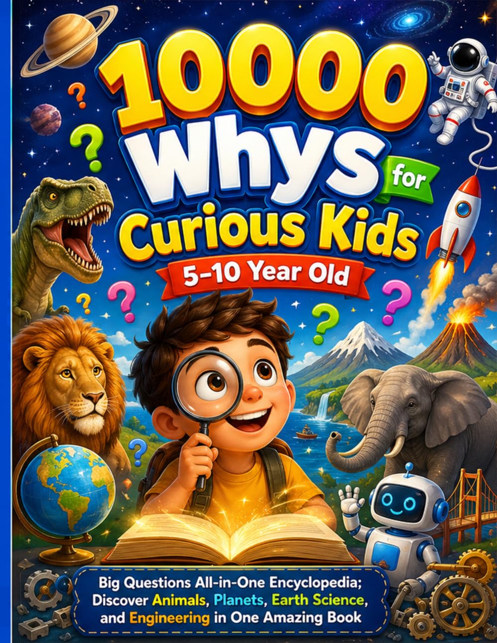 10000 Whys for Curious Kids 5–10 Year Old: Big Questions All-in-One Encyclopedia; Discover Animals, Planets, Earth Science, and Engineering in One Amazing Book