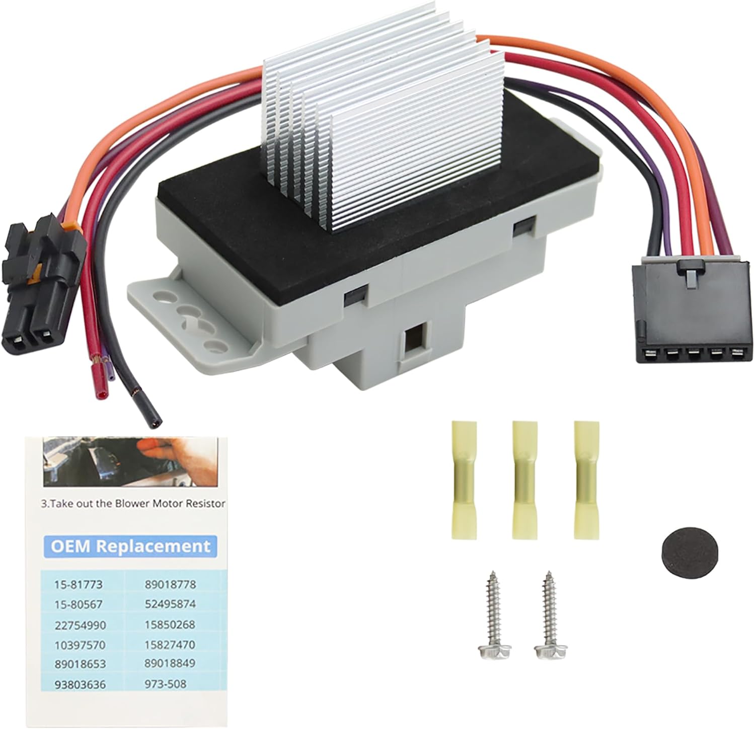 HVAC Blower Motor Resistor Kit Compatible with 2003 2004 2005 2006 2007 Chevy,GMC Silverado,Tahoe,Suburban,Avalanche,Sierra,Yukon XL Replace#15-81773,1581773,973-508,89018653 for Auto AC Control