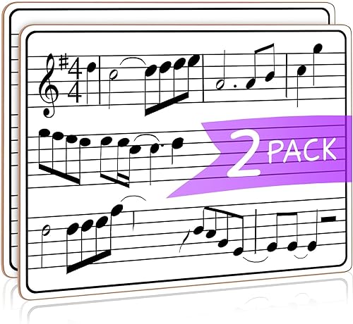 Paquete de 2 pizarras blancas de borrado en seco de 9 x 12 pulgadas para escribir notas musicales y más pizarra blanca de doble cara