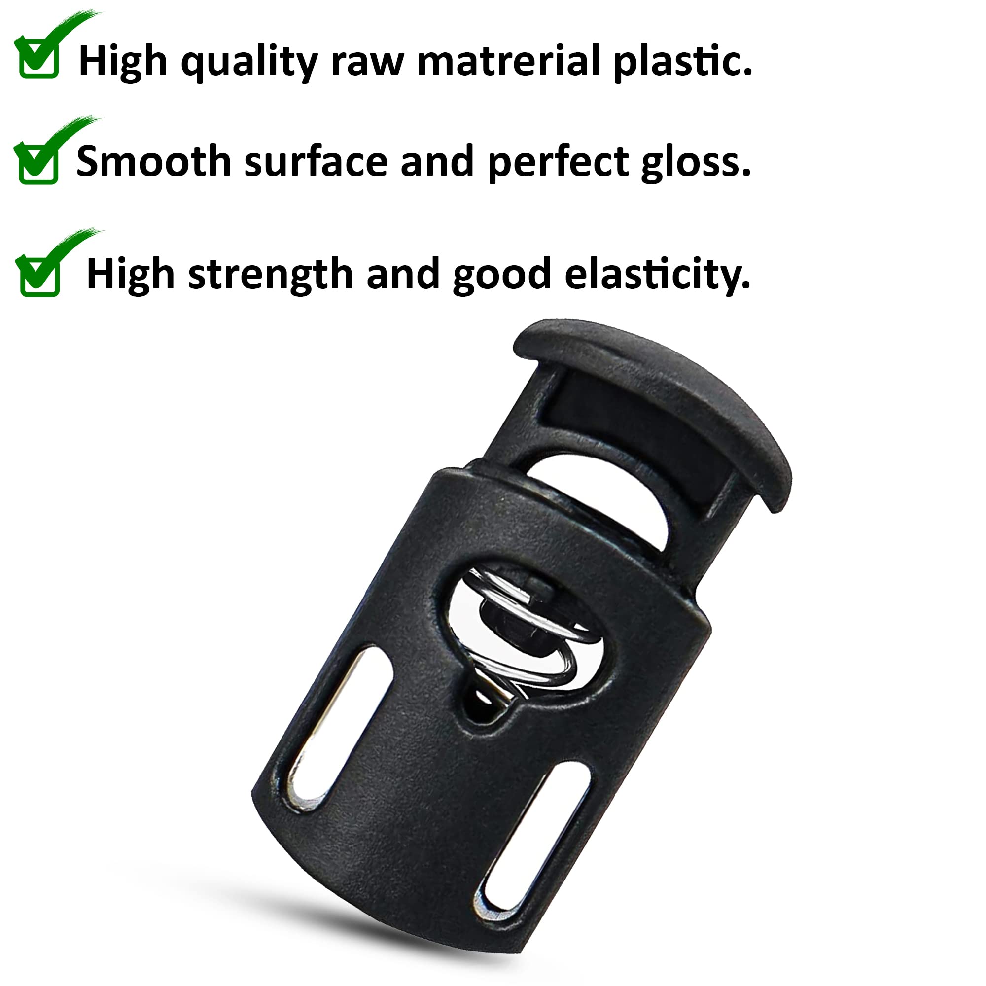 SialPro Single Hole Plastic Spring Cord Locks Toggle Stoppers for Drawstrings Paracord end Strong Heavy Duty Flate Pyjamas Shoelaces Fasteners With Spring Loaded Push Button(Pack of 24) - Image 2