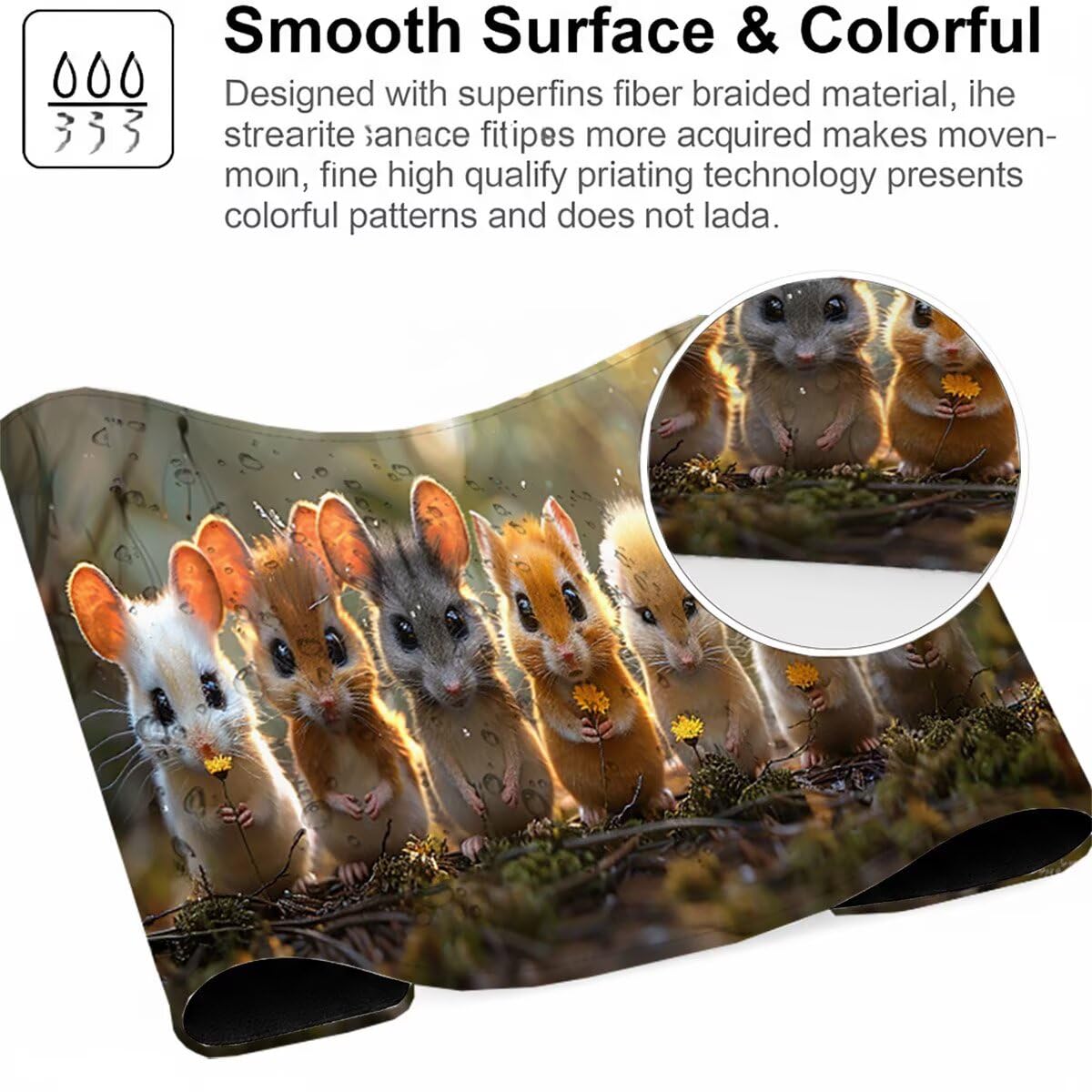 Tappetino per Mouse Gaming XXL 1200x600x3mm– Ufficio Mousepad Grande – Migliora la Velocità e la Precisione Tenuta Stabile Sottomano per Ufficio e Casa Accessori Scrivania Animale PjY14695 N-U