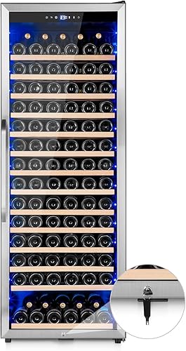 Refrigerador de vino, refrigerador profesional de vino de 179 botellas con potente compresor, funcionamiento silencioso y diseño elegante para los