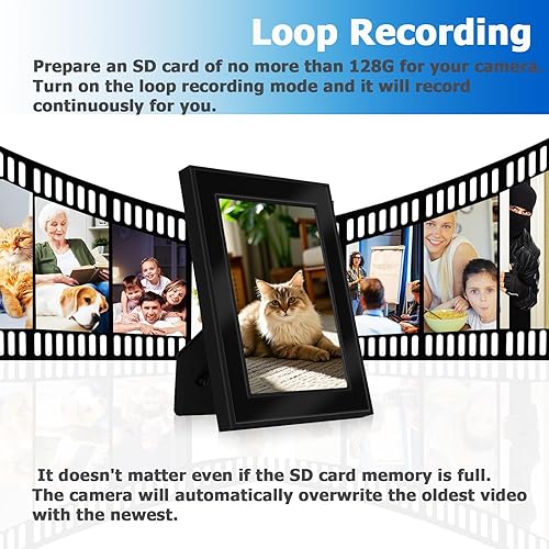 Miniatura 4 de Marco de cámara oculto, cámara de niñera para seguridad interior, cámara espía con marco de fotos, sin WiFi, tarjeta SD no incluida