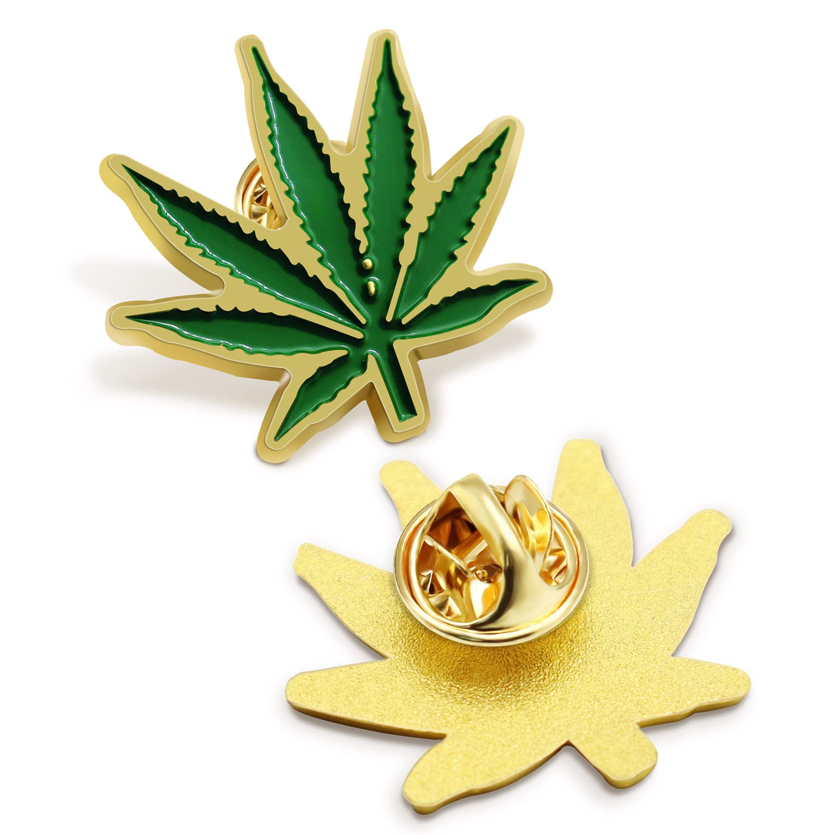 Pack of 2 Marijuana Leaf Enamel Lapel Pin 1“ - Weed Cannabis 420 Leaf