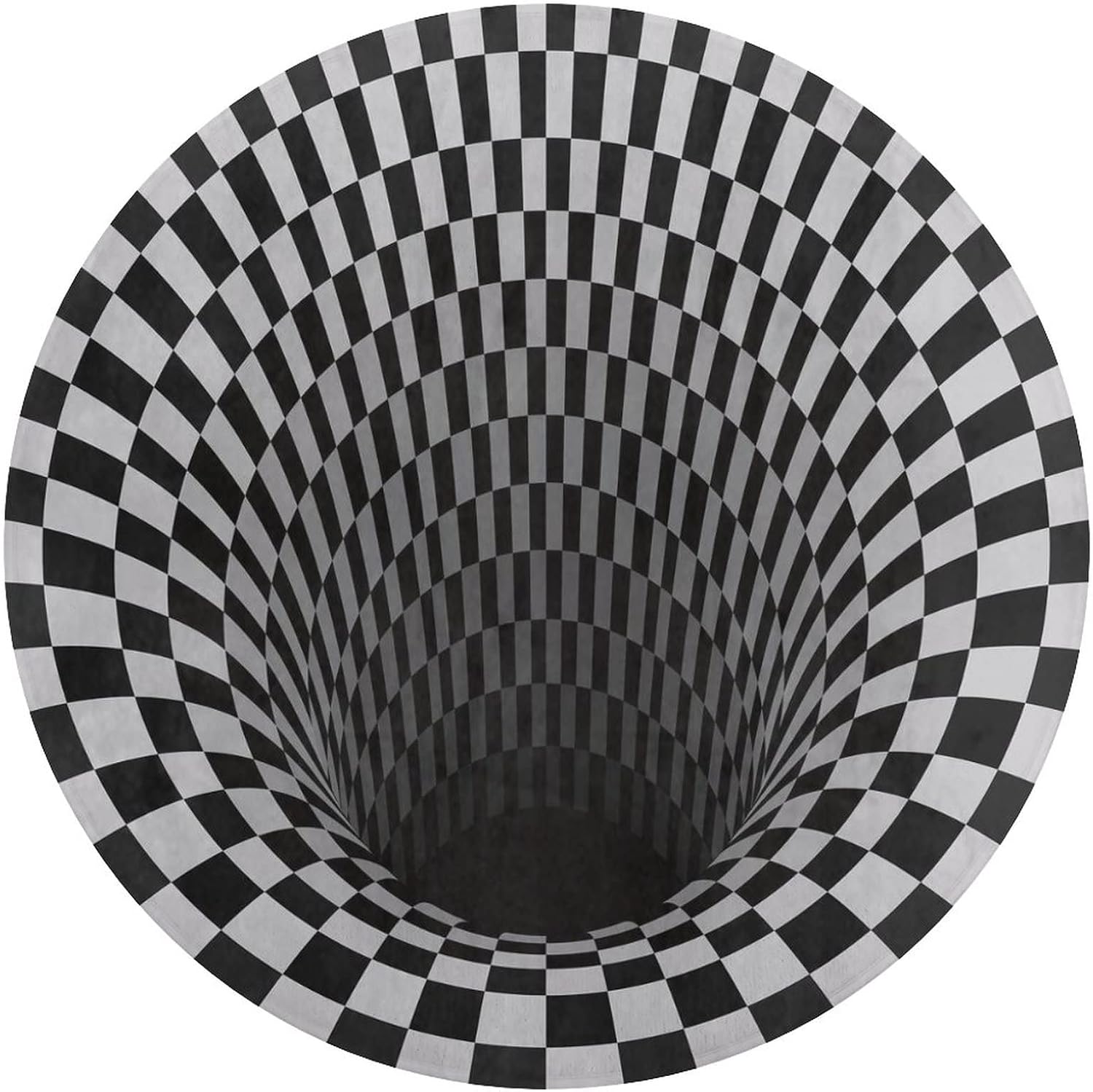 3D Vortex Illusion Round Carpet Black White Plaid Rugs 3D Visual Optical Floor Mat for Bedroom Living Room Home Decor Non-Slip Area Rug Diameter 5Ft