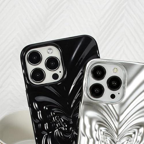 Miniatura 3 de Funda compatible con iPhone 13 Pro Max, bonita funda antiarrugas con patrón de mariposa 3D, ligera, de lujo, delgada, a prueba de golpes, protección