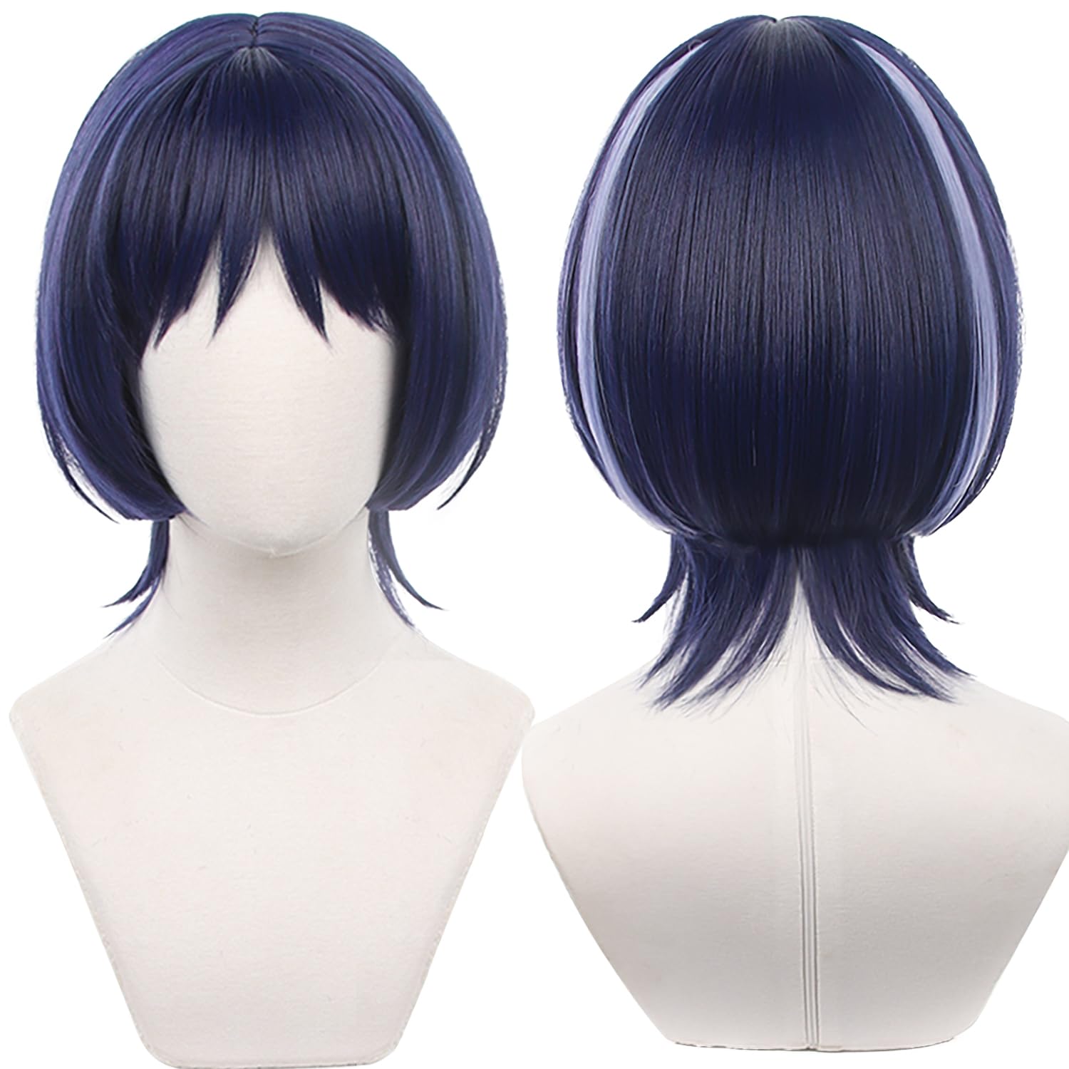 Wanderer Cosplay Wig Genshin Impact Anime Scaramouche Dark Purple Short Hair with Free Wig Cap for Comic Con, Cosplay show, Halloween