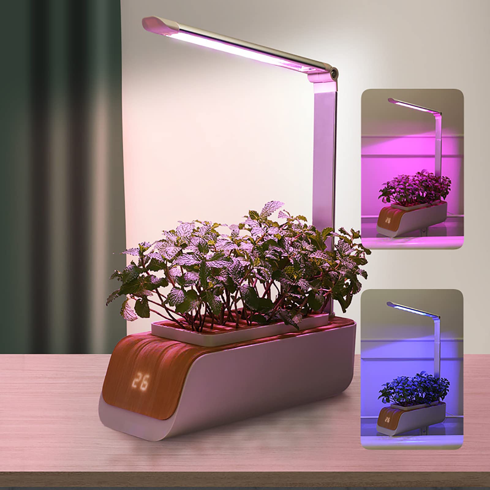 Sistema de cultivo hidropónico Kit de jardín de hierbas para interiores de 9 cápsulas con luz LED de crecimiento Temporizador automático Kits de germinación con pantalla de temperatura Altura ajustabl