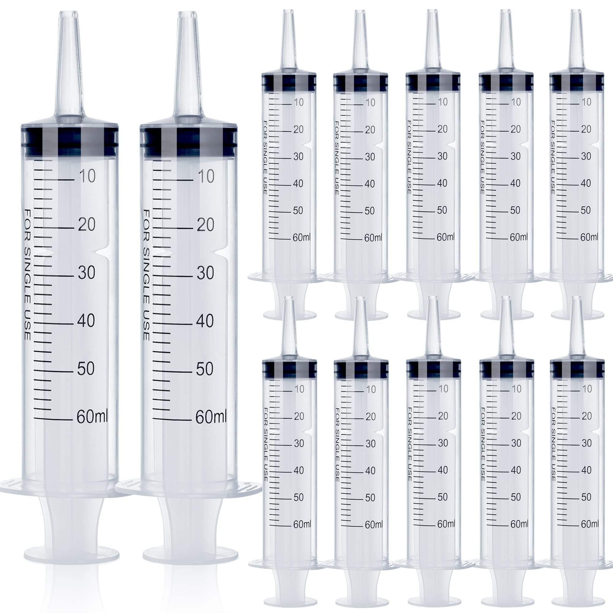 Photo 1 of 12Pack 60ml Syringe for Liquid - Large Plastic Syringes Without Needle for Food Thick Liquids and Irrigation Water, Lip Gloss Filling, Feeding Dogs Meds, Measuring ( 12 Pack 60 ml / cc )