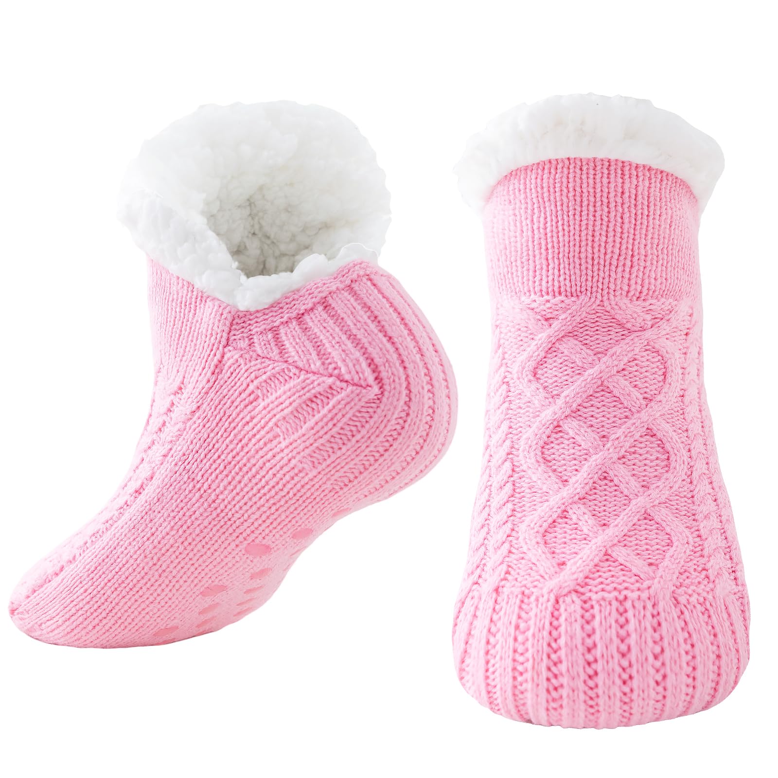 Niorasen Kuschelsocken Damen Herren, Dicke Flauschige Socken mit Greifern， Weiche Warme Winter Hüttensocken Haussocken Stoppersocken, Frauen Geschenk Geburtstag, EU 36-44, 1 Paar