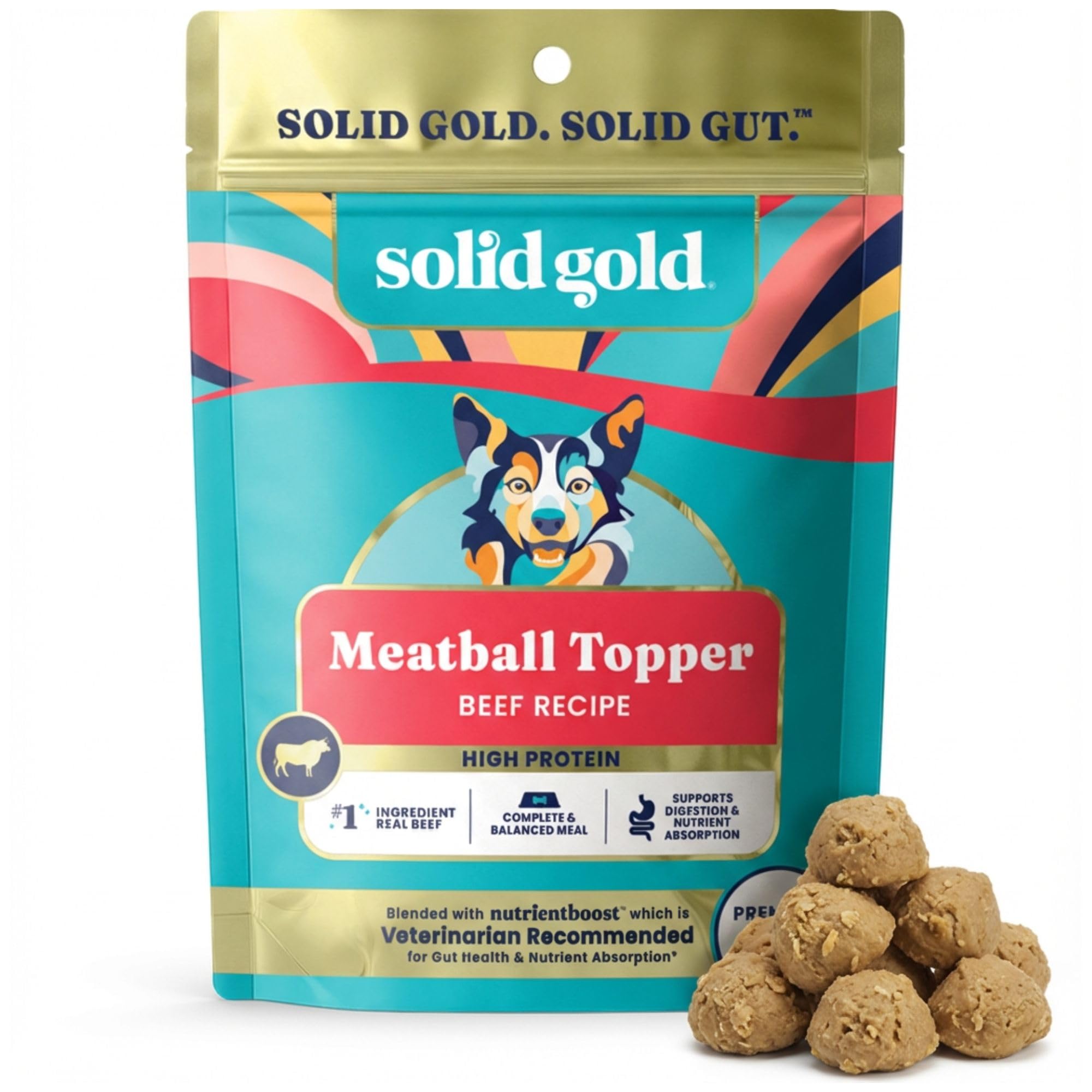 Solid Gold Beef Meatball Dog Food Topper &amp; Treats, Picky Eaters, 3 Pack