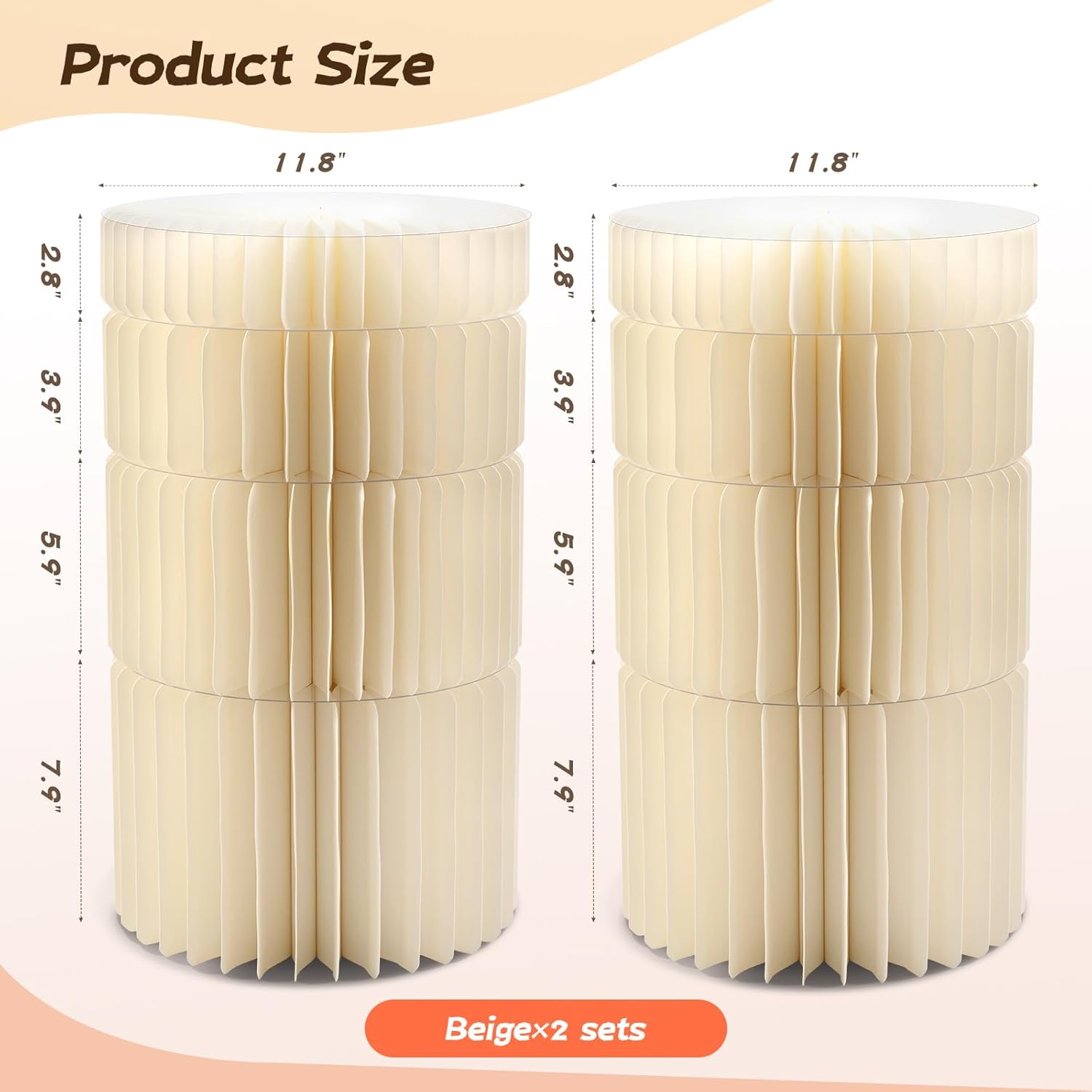 8 Pack Buffet Risers Foldable Food Display Risers Food Risers for Buffet Table Tall Cake Stands Cylinder Stands for Party Pedestal Cake Stand Dessert Table Display Set Cupcake Stands Cupcake Display (Cream, 8Pcs)