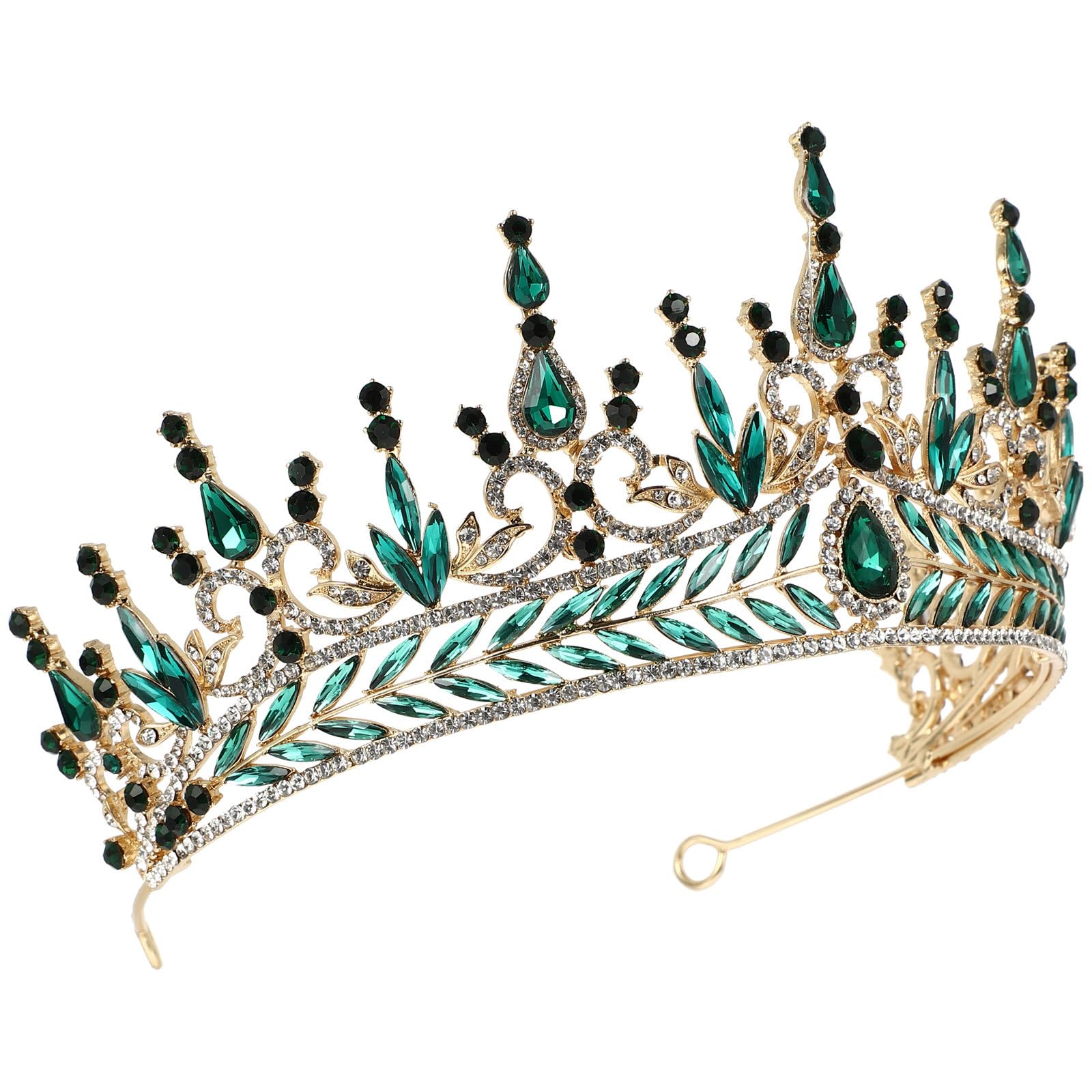 Tofficu Baroque Bridal Tiara Rhinestone Crown Large Headpiece Wedding Party for Brides Accessories