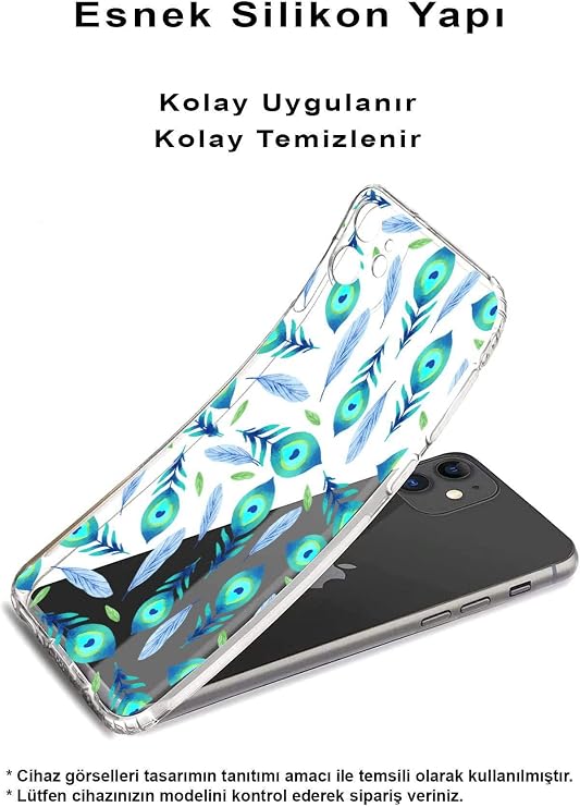 PrintiFy Samsung Galaxy M21 ile Uyumlu Nazar Boncuğu 3 Baskılı Kamera Korumalı Şeffaf Silikon Kılıf