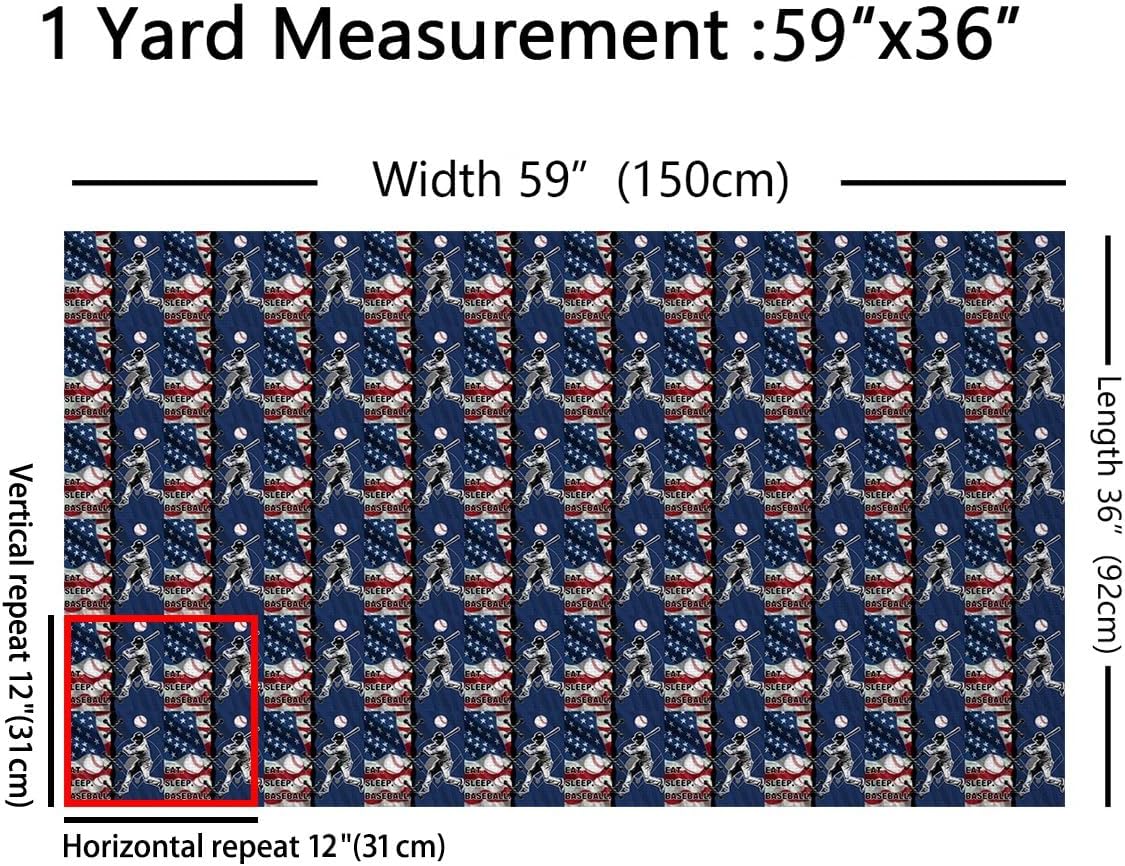 Feelyou Baseball Waterproof Outdoor Fabric 2 Yards Baseball Sports Game Fabric by The Yard Baseball Lover American Flag Upholstery Fabric for Chairs Baseball Ball Room Decor DIY Reupholstery Fabric
