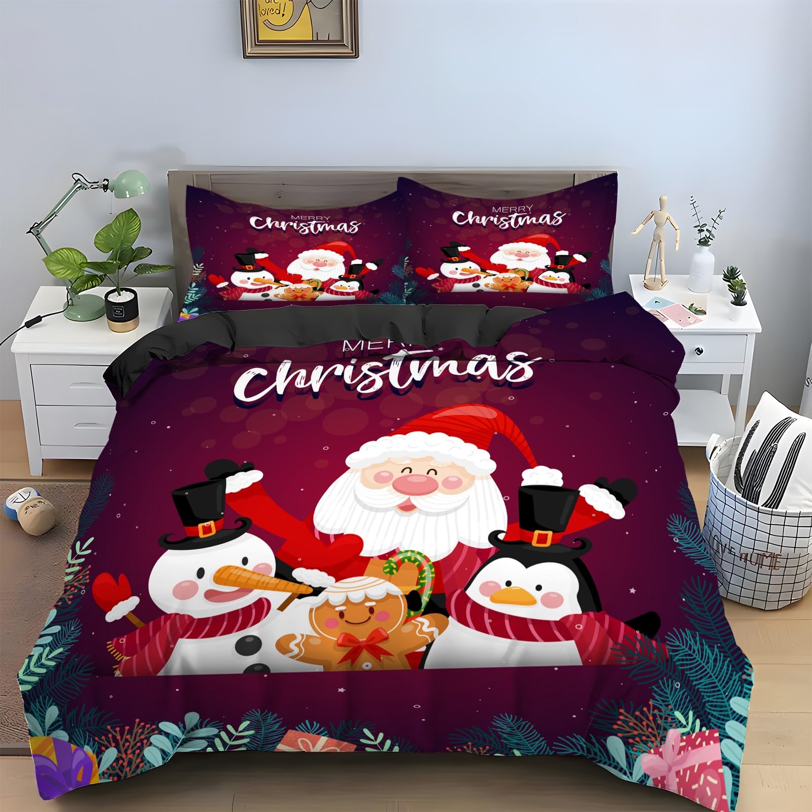 Housse de couette 160x200 en microfibres douces avec fermeture éclair pratique