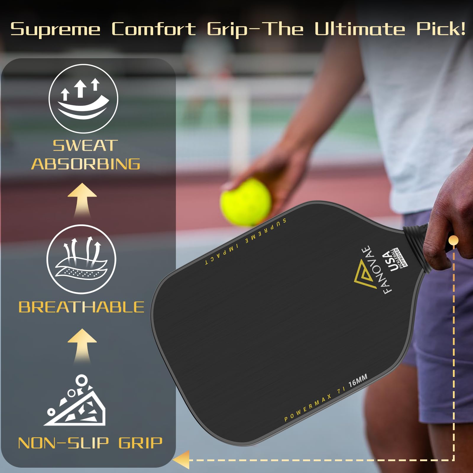 Pickleball Paddle, T700 Raw Carbon Fiber Surface, Raw Carbon Fiber
