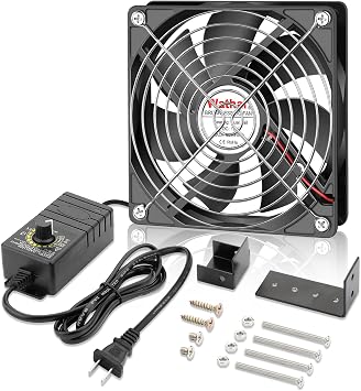 Wathai 120mm x 25mm Small Box Muffin Fan Dual Ball with AC 110V - 120V Speed Controller for Doorway, Room to Room, Wood Stove, Fireplace, Circulation Projects