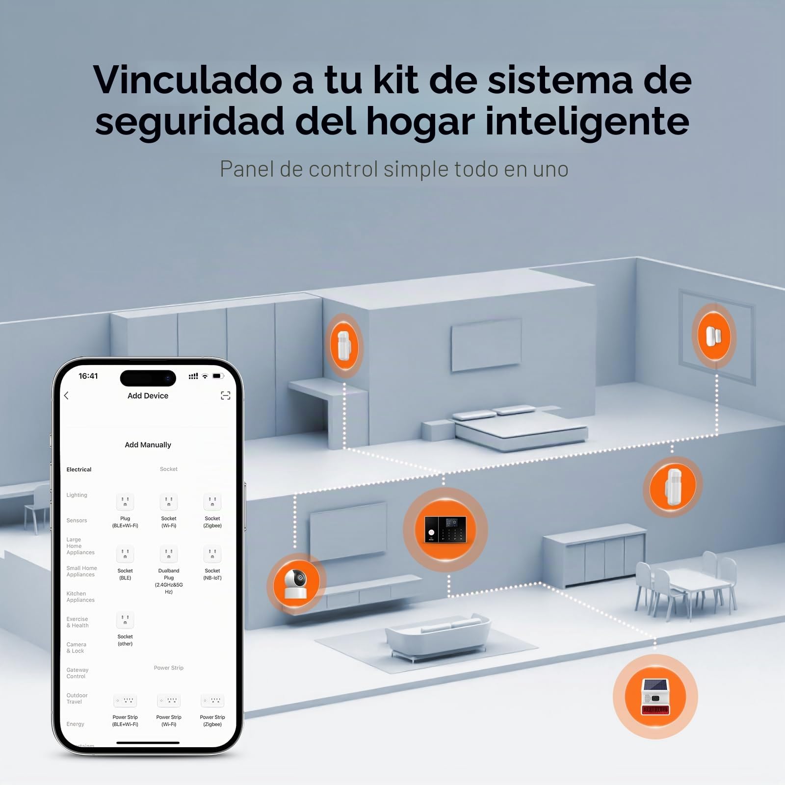 LWOHSI Alarmas Para Casa con Cámara De 3 MP,Sistema de Alarma Doméstica Inalámbrico con Alerta App,120dB Sirena,Detectores de Movimiento,Sensores de Puertas y Ventanas,Compatible con Alexa (25 Piezas)