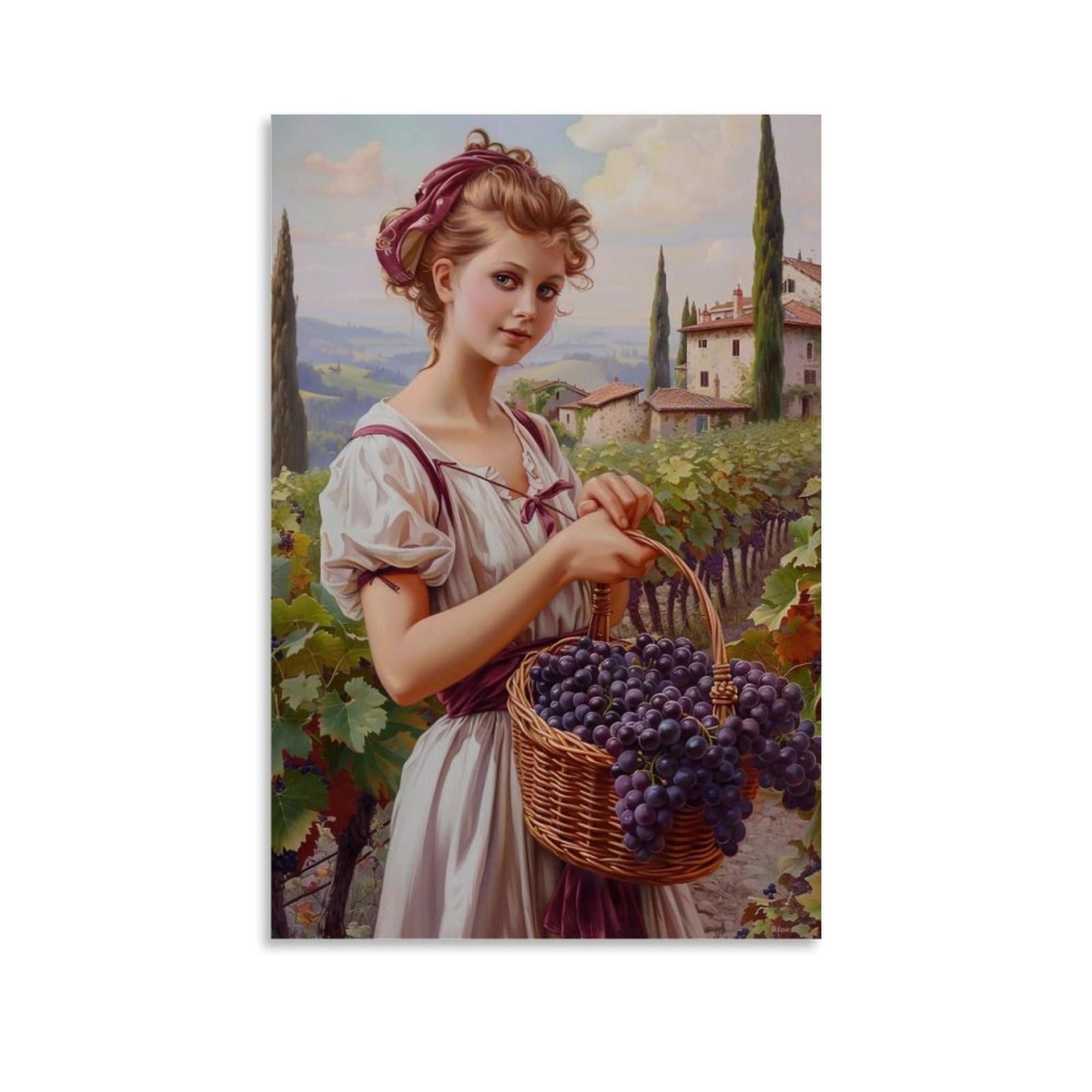Hueryryhy Unframe-Style 20X30inch Nostalgic Tuscan Vineyard 02 Poster Wall Art Canvas Vintage Aesthetic Painting Decor For Rooms 20X30inch Unframe-Style