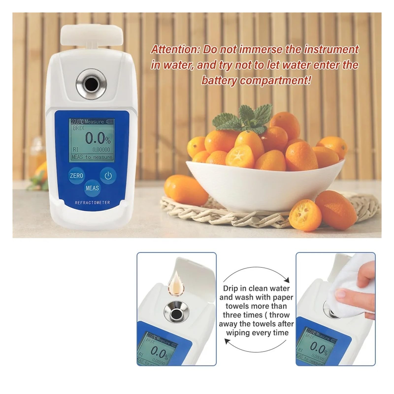 Rifrattometro digitale 0-55% Brix, misuratore del contenuto di zucchero del succo di frutta, tester for il monitoraggio del contenuto dell'uva Risposta rapida