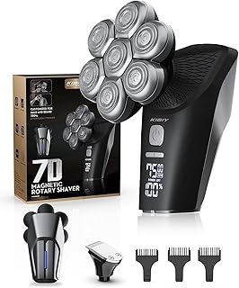 Head Shaver, Kibiy Head Shavers for Bald Men Detachable Electric Head Shavers for Men, Bald Head Shavers for Men Cordless,IPX7 Waterproof Wet/Dry Mens Grooming Kit with Display,Type-C Charge (A)