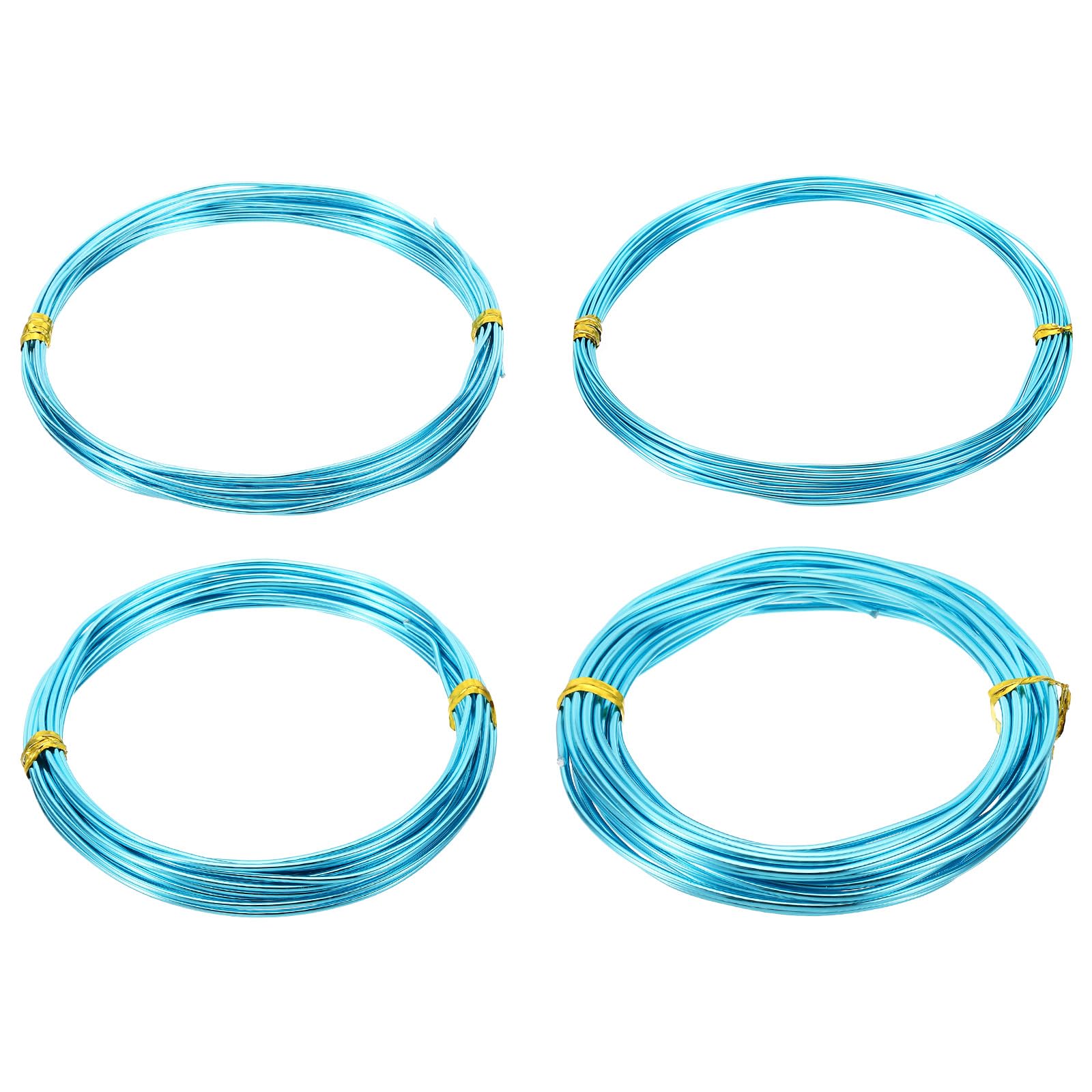 PATIKIL Aluminum Jewelry Wire, 4pcs Bonsai Wire, 5m/16.4ft, 0.8mm-2mm, Blue, 0.8/1/1.5/2mm