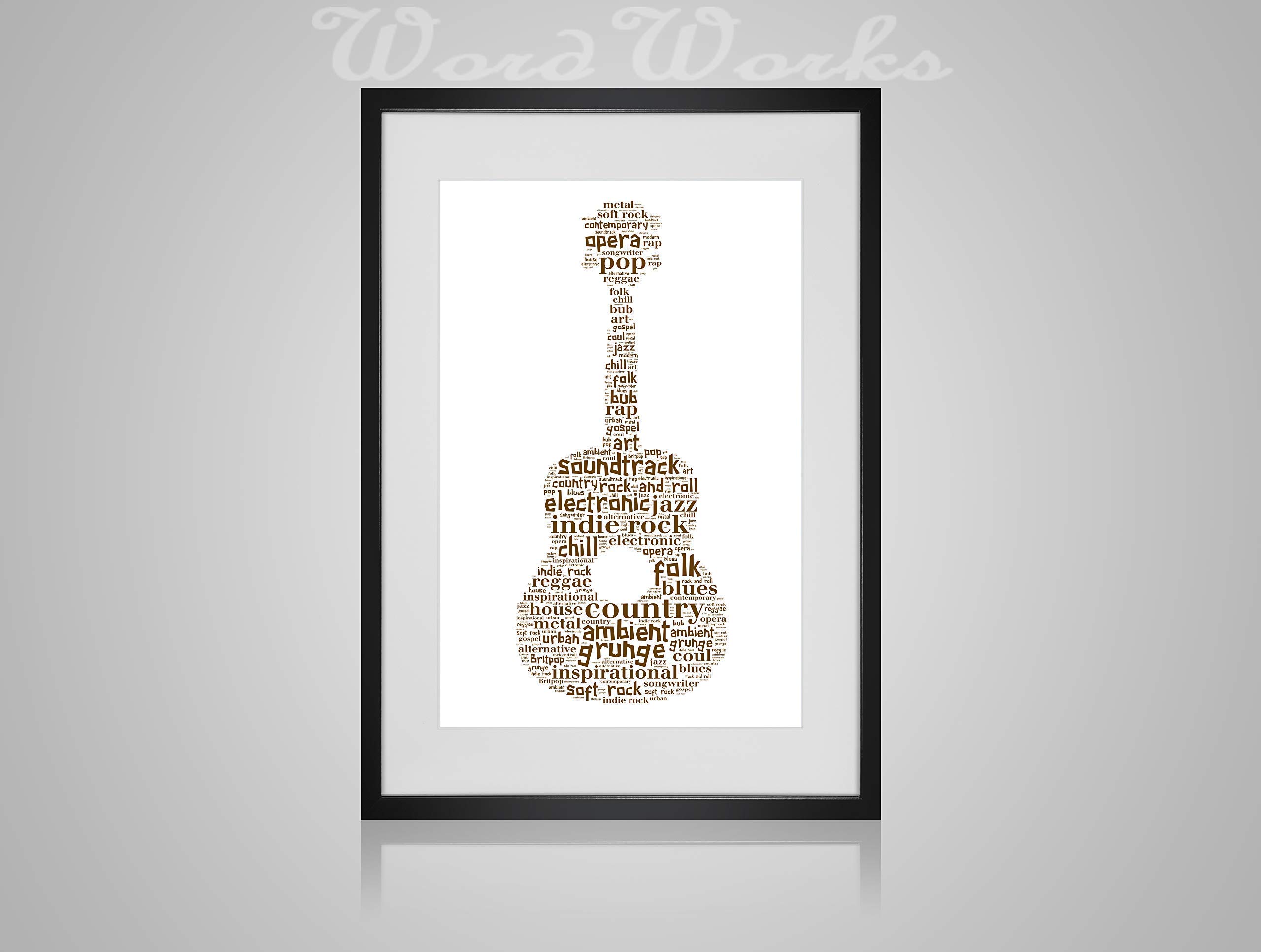 Personalised Acoustic Guitar Musical Instrument Design Word Art Print Unique Keepsake Gifts