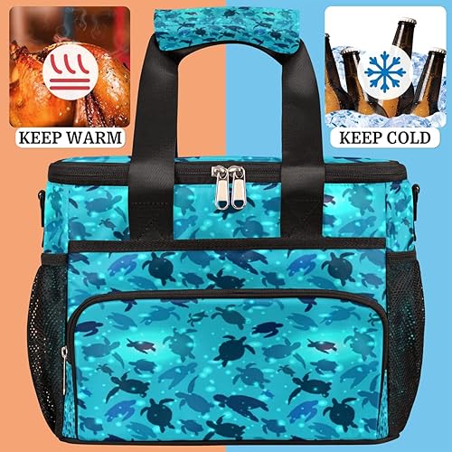 Miniatura 5 de AUUXVA Lonchera térmica con aislamiento color verde azulado tortugas marinas lonchera náutica a prueba de fugas bolsa grande reutilizable para
