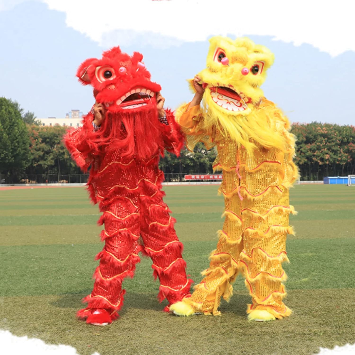 Drago Cinese per Feste Costume da Mascotte di Danza del Leone per Adulti, Spettacolo Cinese, Artigianato Feste Cinesi in Italia(Yellow)