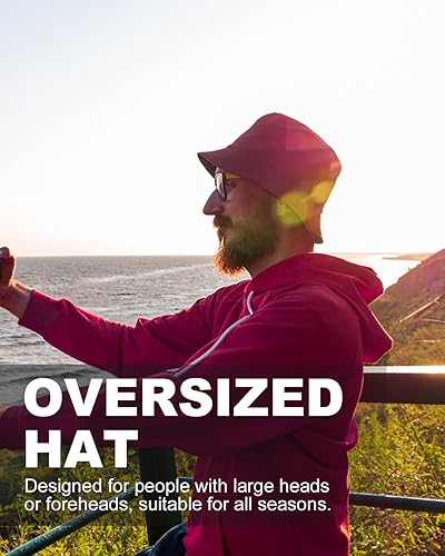 Miniatura 5 de Zylioo Sombrero de pescador extragrande XXL 100% algodón, sombreros reversibles de pescador, sombrero de verano de pesca de doble cara