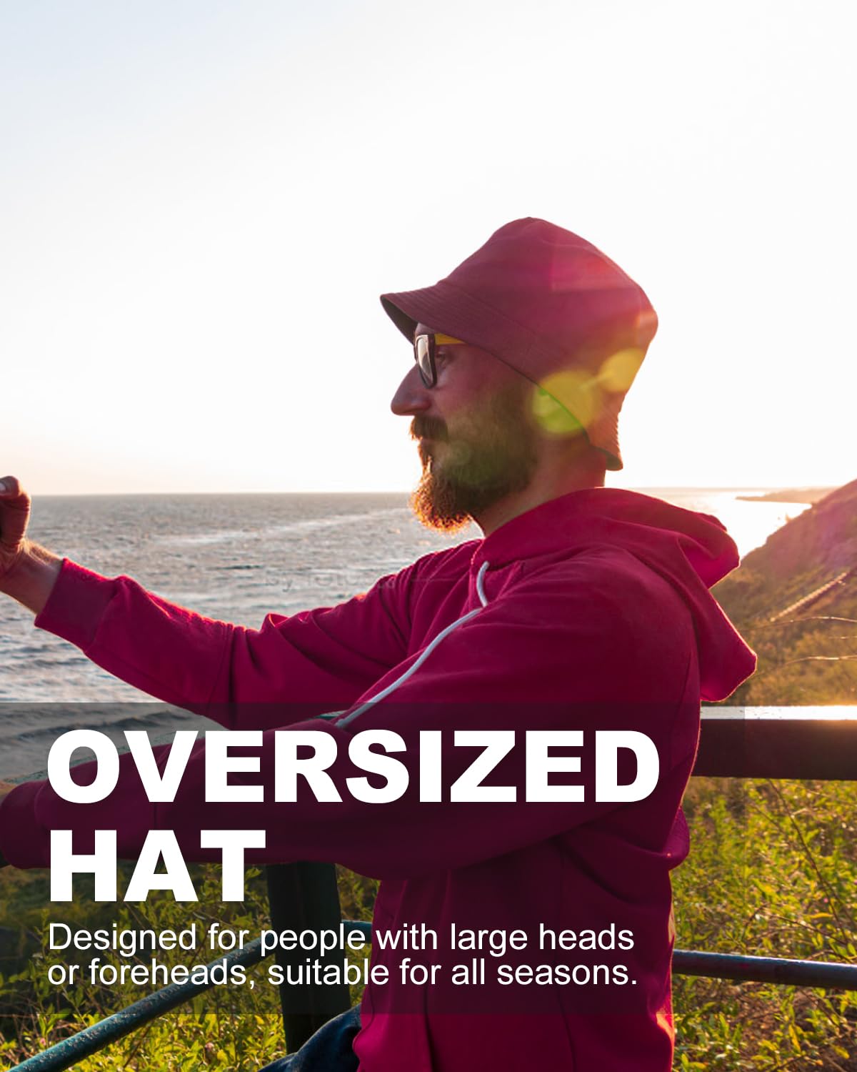 Feng Shui， Sombreros para el Sol L/XL/XX-Large,Sombreros de Pesca Reversibles Grandes,Sombrero de Pescador con protección UV de Doble Cara para Golf, Senderismo al Aire Libre