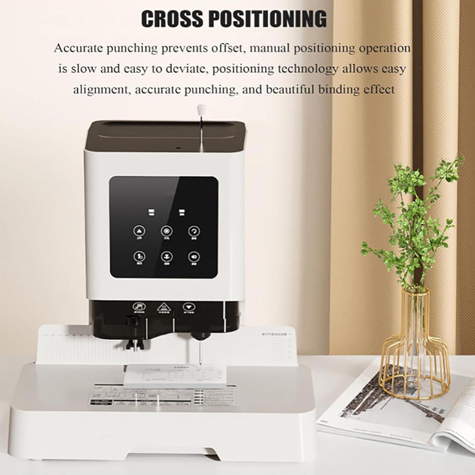 Rilegatrice Manuale con perforatrice, Spessore Massimo di Rilegatura 50 mm, Pannello Touch Intelligente, Raccoglitore per buoni contabili per Ufficio.
